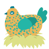 A honey and turquoise chicken with a speckle pattern