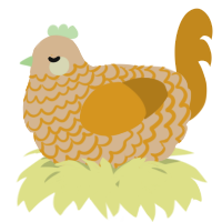 A beige and ochre chicken with a lace pattern