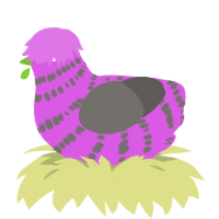 moldy watermelon, a orchid and grey chicken with a bar pattern