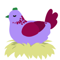 alien goober, a lilac and maroon chicken with a neck-speckle pattern