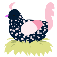 A tumblr and rose chicken with a speckle pattern