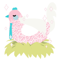A rose and white chicken with a double-lace pattern