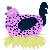 A lavender and tumblr chicken with a speckle pattern