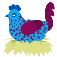 Blue Raspberry, a sky and wine chicken with a speckle pattern