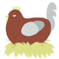 Terracotta, a russet and silver chicken