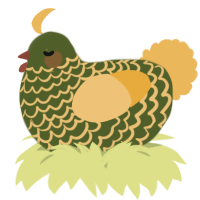 A olive and honey chicken with a lace pattern