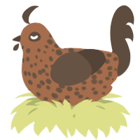 A brown and bark chicken with a speckle pattern