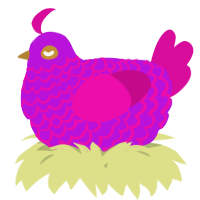 A amethyst and fuchsia chicken with a lace pattern
