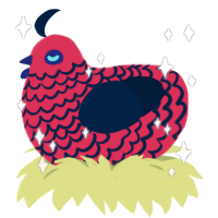A crimson and tumblr chicken with a lace pattern
