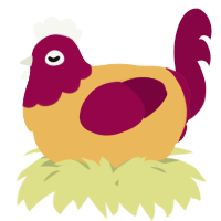 A honey and maroon chicken with a head pattern