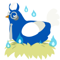 Sky Blue, a ultramarine and white chicken