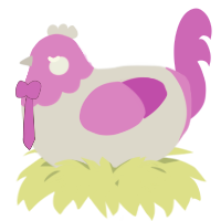 A mist and orchid chicken with a head pattern