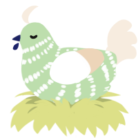 Macha Tea, a gluppy and cream chicken with a bar pattern