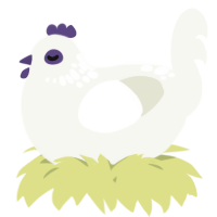 A white chicken with a neck-speckle pattern