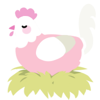 A rose and white chicken with a head pattern