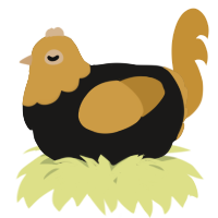 A sable and gold chicken with a head pattern