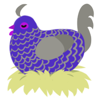 Mallgoth, a indigo and ash chicken with a lace pattern