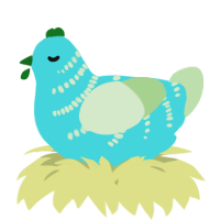 A aqua and gluppy chicken with a half-bar pattern