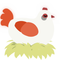 A white and vermilion chicken