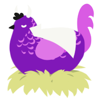 A violet and orchid chicken with a half-lace pattern
