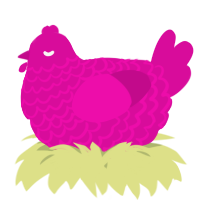 A fuchsia chicken with a lace pattern