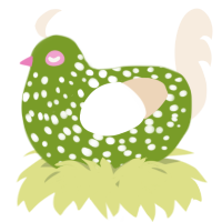 A chartreuse and cream chicken with a speckle pattern