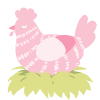 A rose chicken with a bar pattern
