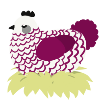 A white and wine chicken with a lace pattern