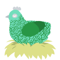 A mint and viridian chicken with a double-lace pattern