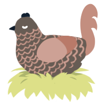 dried turd, a bark and vermilion chicken with a lace pattern
