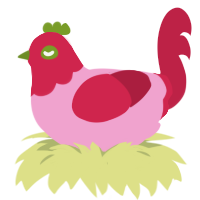 Strawberries, a pink and crimson chicken with a head pattern
