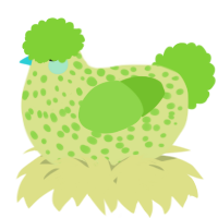 A lemon and grass chicken with a speckle pattern
