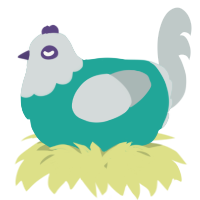 A turquoise and silver chicken with a head pattern