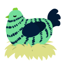 A spring and tumblr chicken with a bar pattern
