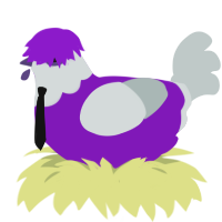 Utane, a violet and silver chicken with a head pattern