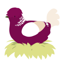 A wine and cream chicken with a neck-band pattern