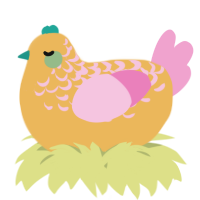 A honey and pink chicken with a half-lace pattern