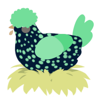 A tumblr and spring chicken with a speckle pattern