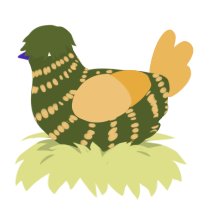 omg, a olive and honey chicken with a bar pattern