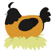Oriole, a orange and sable chicken with a head pattern