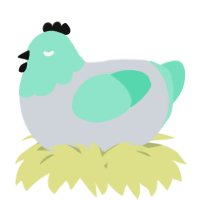 A mist and mint chicken with a head pattern