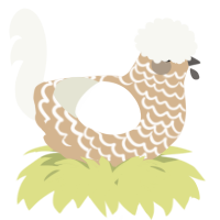 A beige and white chicken with a lace pattern