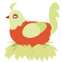 A vermilion and lemon chicken with a head pattern