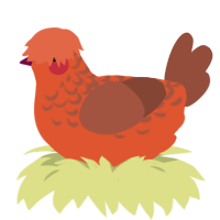 A vermilion and russet chicken with a half-lace pattern