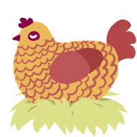 A honey and red chicken with a lace pattern