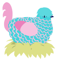A aqua and pink chicken with a lace pattern