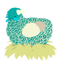 A sea and mist chicken with a double-lace pattern