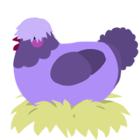 A lilac and overcast chicken with a head pattern