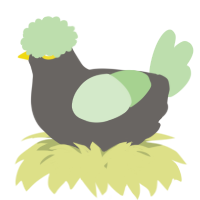 A grey and gluppy chicken