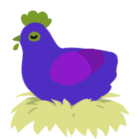 A indigo and violet chicken